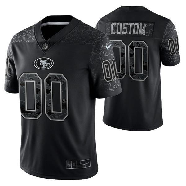 Men's San Francisco 49ers ACTIVE PLAYER Custom Black Reflective Limited Stitched Football Jersey - Click Image to Close